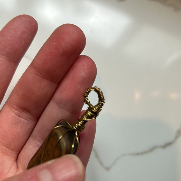 Wire Wrapped Tigers Eye Pendant - Picture 6 of 7